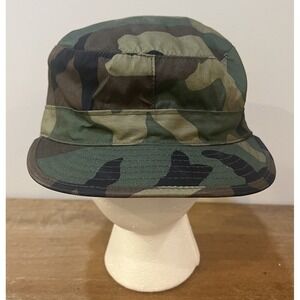 USGI Woodland Camo Boonie Hat Cap 7 3/8 Sekri 1999 Military Issue Sun Flap